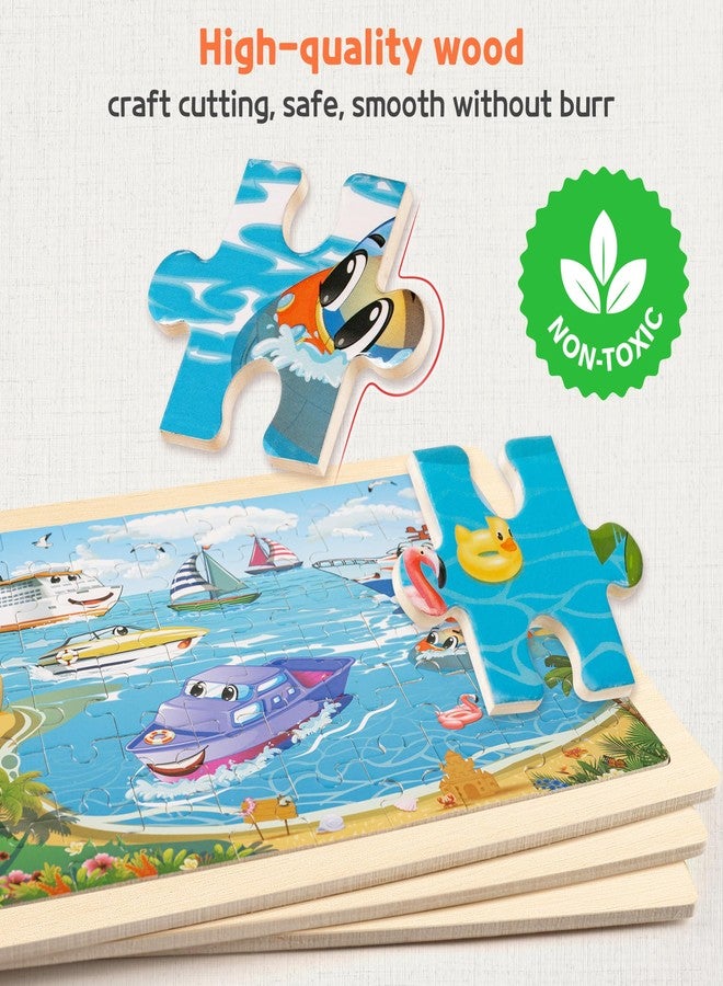 SYNARRY Wooden Vehicle Puzzles for Kids Ages 4-6, 6 Packs 60 PCs Jigsaw Puzzles Preschool Educational Toys Gifts for Children Ages 4-8, Kids Toys Gifts for 4+ Year Olds Boys Girls - Image 4